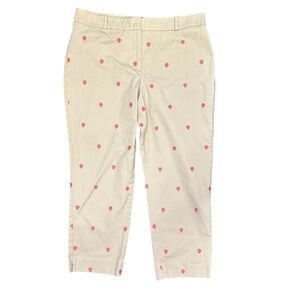 Talbots khaki pants with pink seashell embroidery coastal beach preppy summer